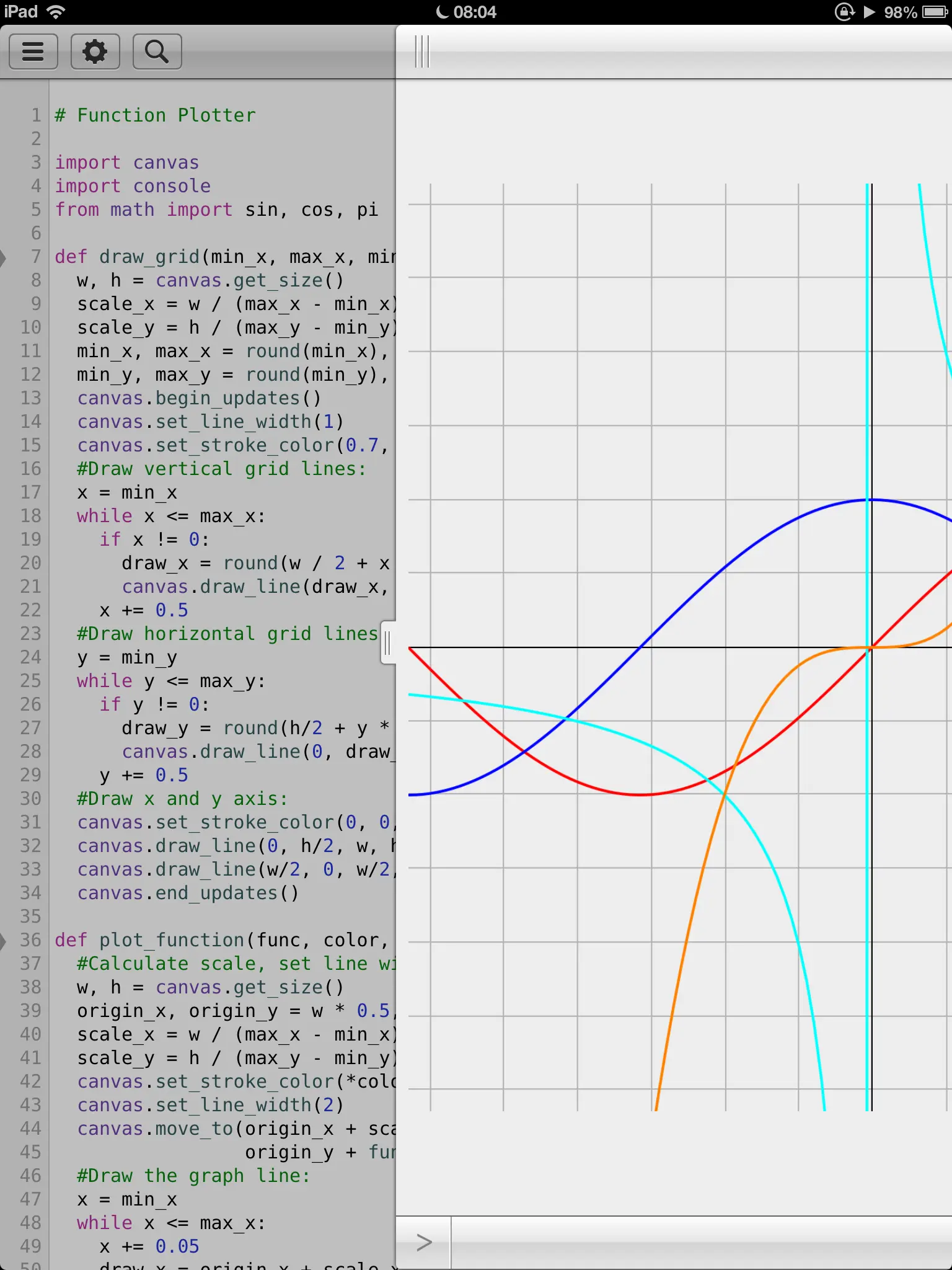 I've also found a cool Python 2 IDE, Pythonista. Not really useful in practice, but nice to have.