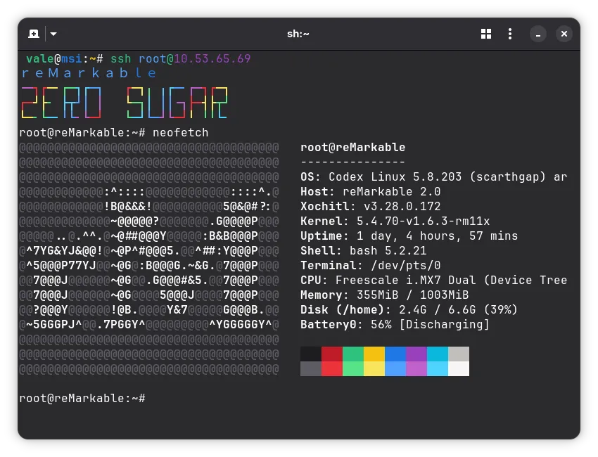 An ssh shell through a WLAN connection