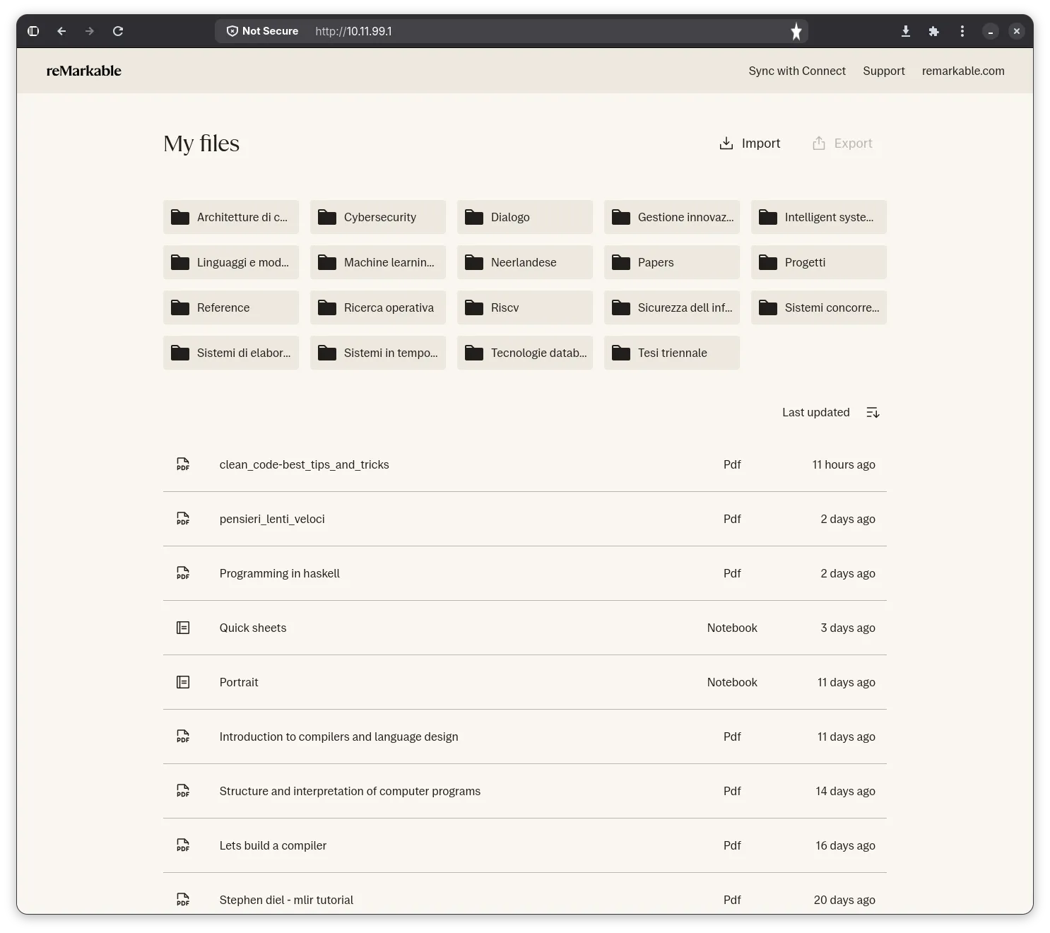 The remarkable web application accessible through USB conection